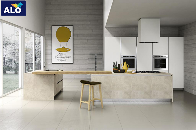 Không gian phòng bếp được thiết kế theo phong cách đơn giản