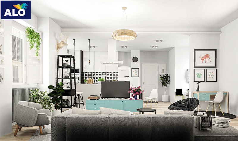 Thiết kế phòng khách theo phong cách mở phù hợp với căn nhà chung cư
