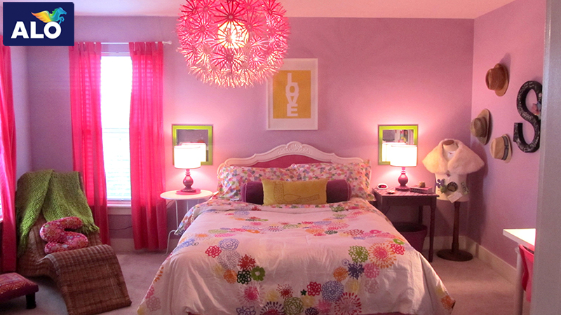 Sơn tường màu hồng phấn phù hợp với căn phòng của các cặp đôi